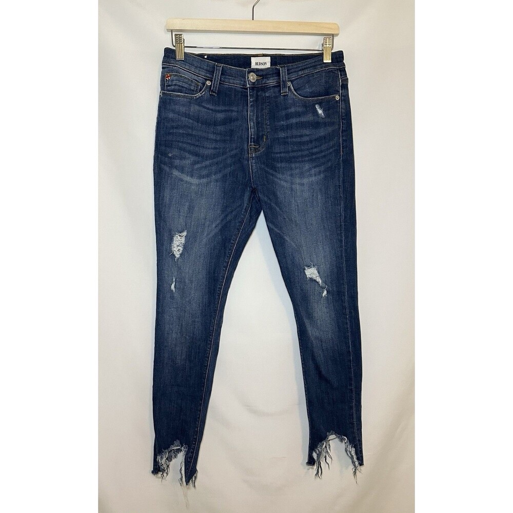 HUDSON Blair Super Skinny Distressed Ripped Blue‎ Jeans Denim Women's 28
